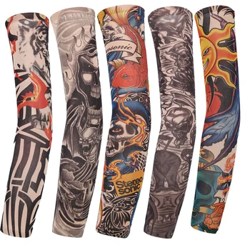 1 Пара Солнцезащитных рукавов с татуировками для верховой езды, рукава с татуировками в виде цветов, Бесшовные рукава с татуировками для верховой езды на открытом воздухе, Защита рукава для рук