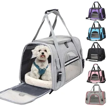 Сумка-переноска для собак с толстой хлопчатобумажной подушкой, авиационный рюкзак для домашних животных, защита от удушения, переносная дорожная сумка, сетчатая сумка для собак на открытом воздухе