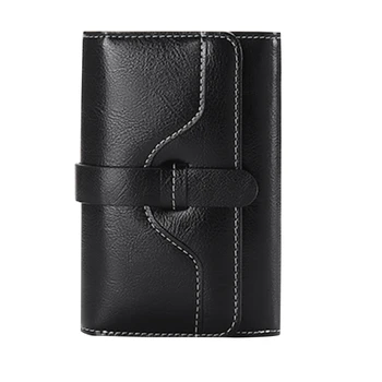 066F Женский кожаный бумажник в стиле ретро, женский короткий держатель для карт, кошелек для монет, кошельки с тремя складками
