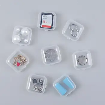 10 шт. Мини-коробок, прозрачных переносных коробок для затычек для ушей, пластиковых мини-коробок для хранения с защитой от пыли, многоразовых квадратных коробок для хранения для дома