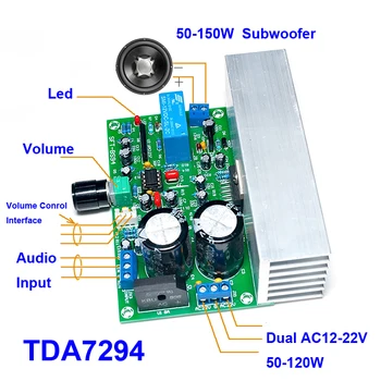 100 Вт TDA7294 NE5532 Плата Усилителя звука Super Bass Hifi Сабвуфер 50-150 Гц Power Amplificador Dual AC12-22V