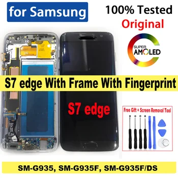 100% Оригинальный ЖК-дисплей Для SAMSUNG Galaxy S7 Edge LCD G935 G935F Дисплей С Сенсорным Экраном и цифровым Преобразователем В сборе Без тени ожога