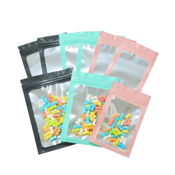 100 шт матовых разноцветных пакетов для хранения продуктов с глянцевым прозрачным окошком на молнии для влагостойких пакетов для хранения продуктов питания