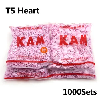 1000 Комплектов Пуговиц KAM Heart Snaps Оптом Из пластиковой смолы, Детская Нажимная кнопка Для Скрапбукинга, Застежки-прищепки, Кнопка-крышка