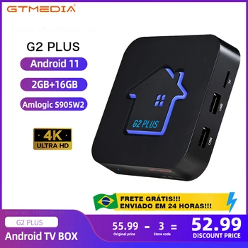 2022 Новый GTMEDIA G2 PLUS Android 11 TV BOX, 4K UHD Amlogic 905W2 Четырехъядерный 2GB 16GB 2.4G WIFI Медиаплеер Телеприставка
