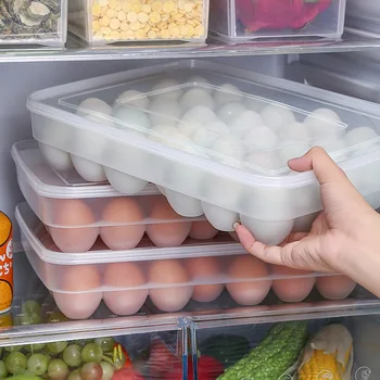 34 Сетки Контейнеры для хранения яиц, органайзер для холодильника, пластиковый ящик для хранения яиц, футляр для хранения свежих яиц, держатель лотка, кухонные принадлежности