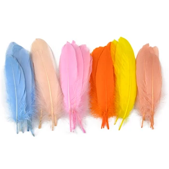 50/100шт Разноцветные натуральные гусино-лебединые перья 15-20 см для изготовления ювелирных изделий своими руками, аксессуары для ручной работы Оптом