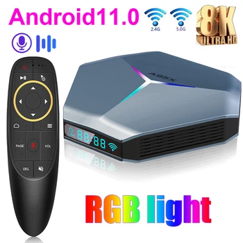 A95X F4 Android 11 Smart TV BOX 8K HD RGB Light Amlogic S905X4 4 ГБ 32 ГБ 64 ГБ 2,4 Г/5 Г Двойной WiFi BT4.1 телеприставка