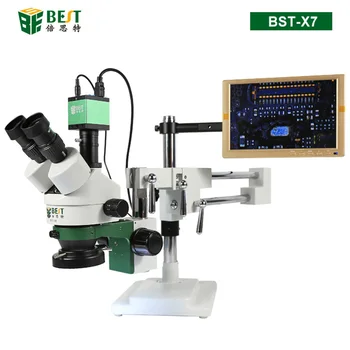 BST-X7 Универсальный кронштейн с двумя рычагами, тринокулярный стереомикроскоп, ремонт мобильных телефонов с 7-45-кратным непрерывным увеличением, кронштейн с длинными рычагами
