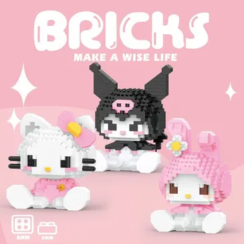 Kawaii Micro Building Blocks Sanrio Kuromi Melody Hello Kitty, Детские развивающие игрушки, Подарки, Собранные игрушки