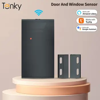 Tenky Tuya Wifi Датчик двери и окна, интеллектуальный магнитный детектор, работает с Alexa / Google Assistant (без источника питания)