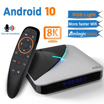 Transpeed A95X F3 Air 8K Android 10,0 TV BOX Amlogic S905X3 4K Голосовой ассистент wifi 4 ГБ 16 ГБ 32 ГБ 64 ГБ RGB Light TV Box