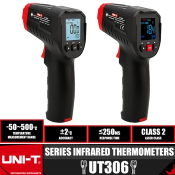 UNI-T UT306S UT306C Цифровой Термометр Бесконтактный промышленный Инфракрасный Лазерный Измеритель Температуры Тестер Температурного Пистолета-50 ℃-500 ℃