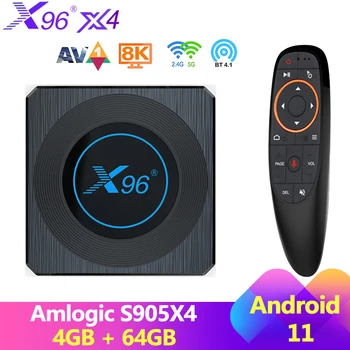 X96 X4 Smart Android TVBOX RGB Light Android 11 Amlogic S905X4 4G 32G 64G Двойной Wifi AV1 4K BT 2G16G Медиаплеер Телеприставка