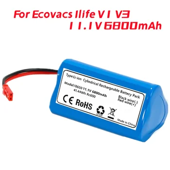 Аккумулятор 11,1 В для Ecovacs Ilife V1 V3 X3 V3 V5 X5 V5S CW310 CEN250 Аккумулятор Робота-Пылесоса Треугольный аккумулятор 6800 мАч