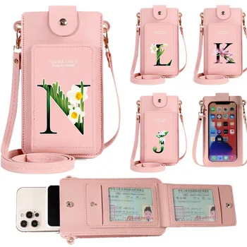 Женская сумка из мягкой кожи с цветочным рисунком, кошельки, кошелек для мобильного телефона с сенсорным экраном, женские сумки на ремне, женская сумка через плечо