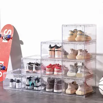 Жесткий каркас Удобный Прозрачный Органайзер для обуви Небьющаяся подставка для обуви Штабелируемые товары для дома