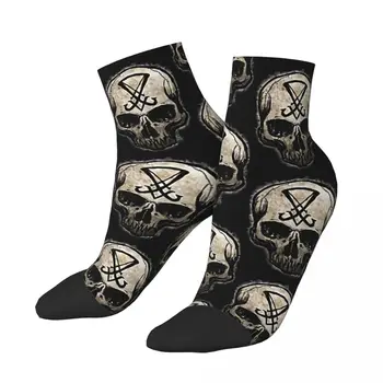 Забавные мужские носки на щиколотках с изображением черепа Люцифера в стиле хип-хоп Бесшовные носки для экипажа с подарочным рисунком
