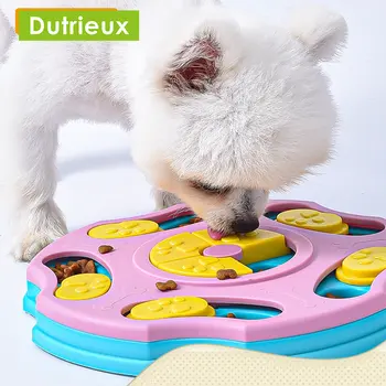 Игрушки-головоломки для собак, медленная кормушка, повышающая IQ, интерактивный игрушечный поворотный стол, миска для медленного поедания, игра для дрессировки домашних кошек и собак