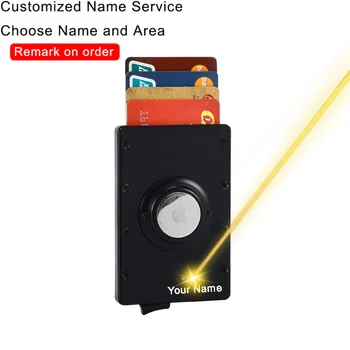 Индивидуальное название Мужской кошелек Apple Airtag, умный минималистичный кошелек, держатель кредитной банковской карты, Алюминиевый RFID-чехол для карт, кошелек