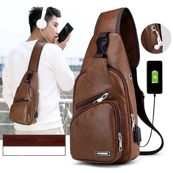  Корейская версия новой мужской нагрудной сумки с USB-портом для зарядки, уличная повседневная модная студенческая сумка-мессенджер