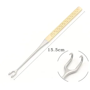 Косметические Инструменты для пластической хирургии двойного века, крючки для век из титанового сплава и нержавеющей стали, крючки для мешков для глаз грабельного типа