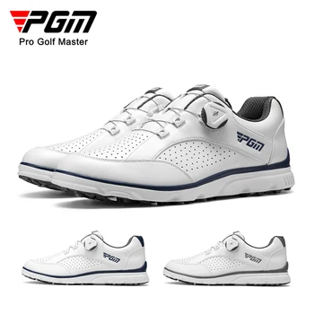 Мужские туфли для гольфа PGM, шнурки с ручкой, противоскользящая водонепроницаемая мужская спортивная обувь, кроссовки XZ245