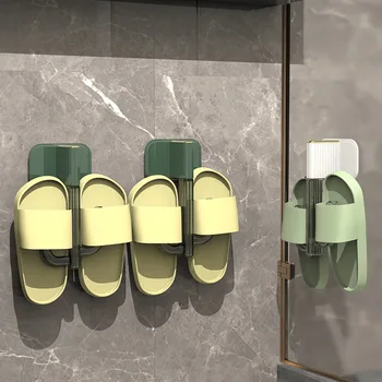 Настенный стеллаж для обуви Пластиковые органайзеры для обуви в ванной, сушилка для хранения тапочек, Настенный подвесной держатель для обуви без перфорации