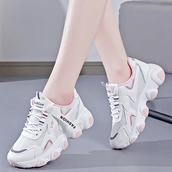 Новая весенняя обувь для папы 2023 года, детская корейская спортивная и повседневная обувь, женские кроссовки для бега на толстой подошве INS