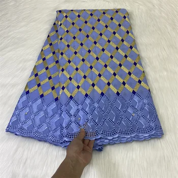 Новейшие Африканские кружевные ткани 2022 года, Высококачественная кружевная ткань из нигерийского 100% хлопка с вышивкой, кружевная ткань из швейцарской вуали для вечеринки 5 ярдов