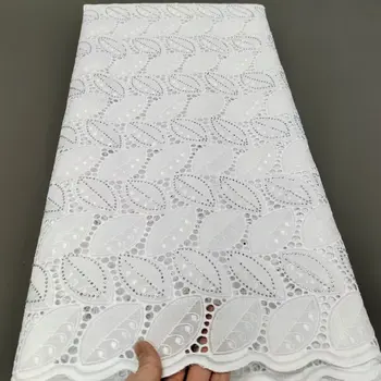 Новейший дизайн, Африканская кружевная ткань из 100% хлопка 2023, высококачественная белоснежная Нигерийская швейцарская вуаль, Швейцария