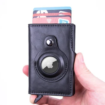 Новый кожаный чехол-кошелек Airtag, тонкий кошелек Airtag с зажимом для денег, держатель кредитной ID-карты с блокировкой RFID для Apple AirTags Tracker