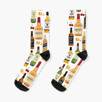 Носки с иллюстрациями бутылок из-под виски, компрессионные мужские носки