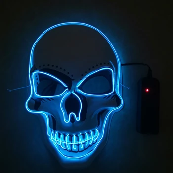 Светодиодная маска-череп на Хэллоуин, Голова Ужасного Призрака, Мужская и Женская маска, Маска холодного света, маска для вечеринки, реквизит для атмосферы, подарок для косплея