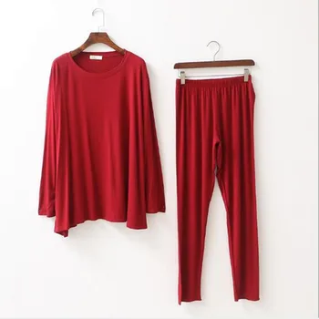 Свободная домашняя одежда из модального хлопка, осенне-зимняя пижама с длинным рукавом, женская пижама большого размера, пижамный комплект для отдыха, пижама