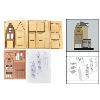 Строительный набор модели 1:87, деревянный модельный набор, модель Европейского дома, игрушки-пазлы для железнодорожных декораций, Микроландшафтная декорация, Диорама