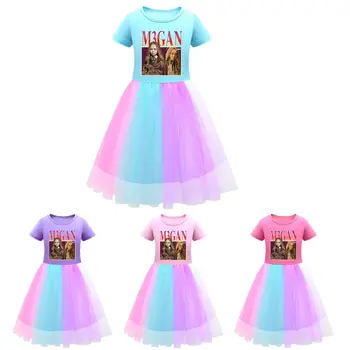 Танцевальное платье M3GAN для маленьких девочек, детское праздничное платье Принцессы Радуги, Детский костюм на День рождения, костюм для Косплея на Хэллоуин