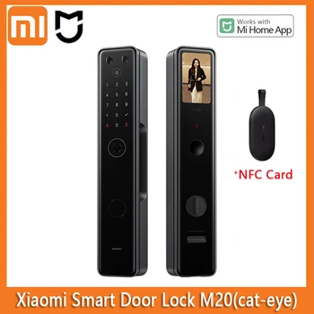 Умный дверной замок Xiaomi M20 pro кошачий глаз, визуальный отпечаток пальца на экране, Bluetooth NFC Разблокировка для двухтактного замка MiHome с камерой