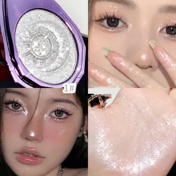 Фиолетовая бриллиантовая палитра лунного света, мерцающий блестящий хайлайтер, осветлитель для лица, роскошные инструменты для макияжа длительного действия
